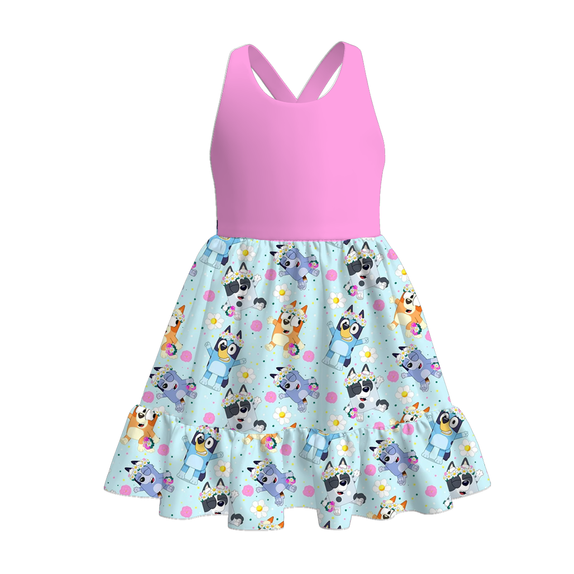 (Pre Order)Sisters Spring and Summer Cartoon Print Dress,Romper and Set