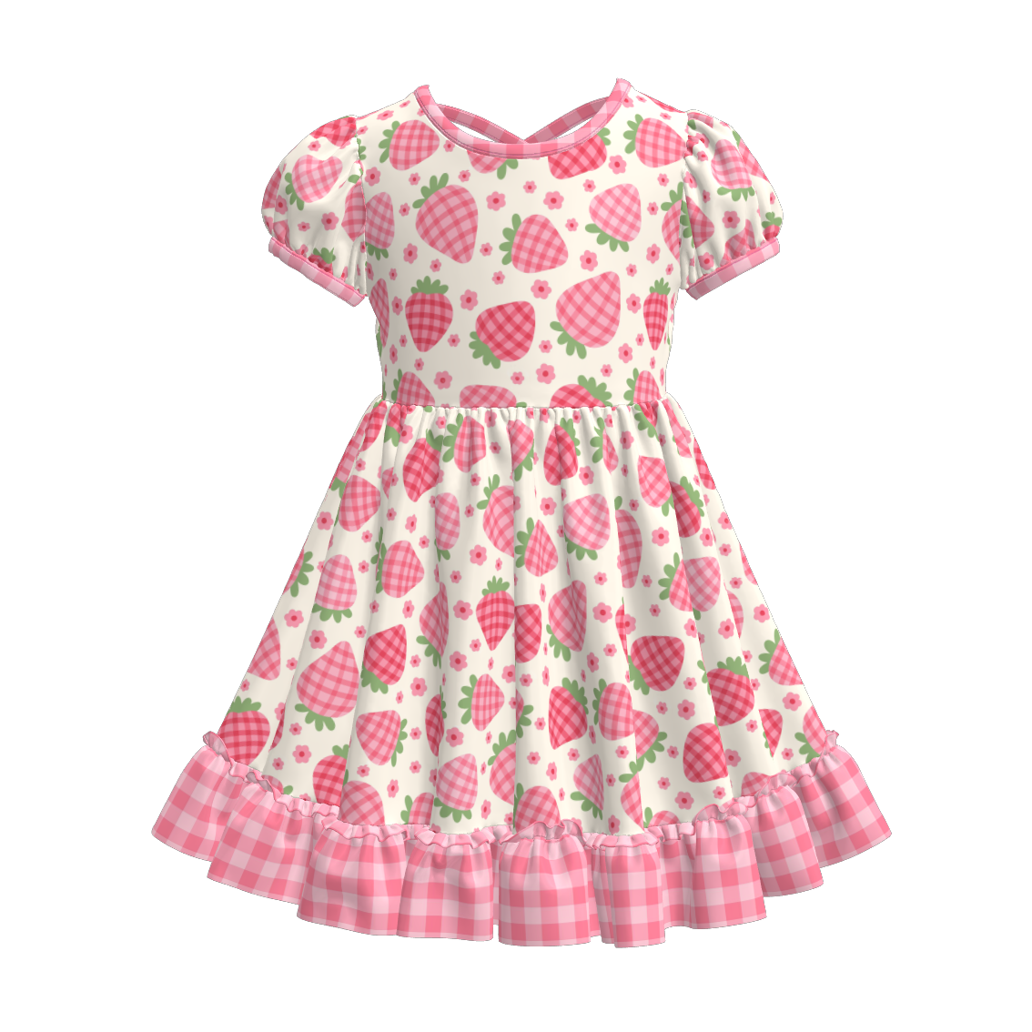 (Pre Order)Girls Spring and Summer Fruit&Bow Print Dress