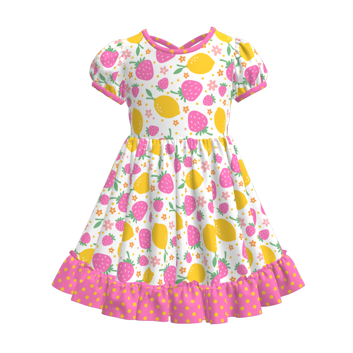 (Pre Order)Girls Spring and Summer Fruit&Bow Print Dress
