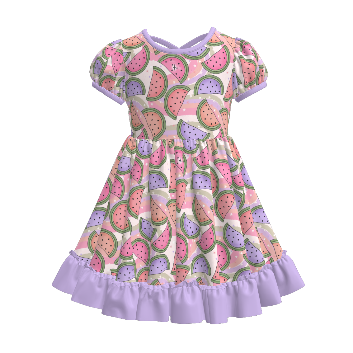 (Pre Order)Girls Spring and Summer Fruit&Bow Print Dress