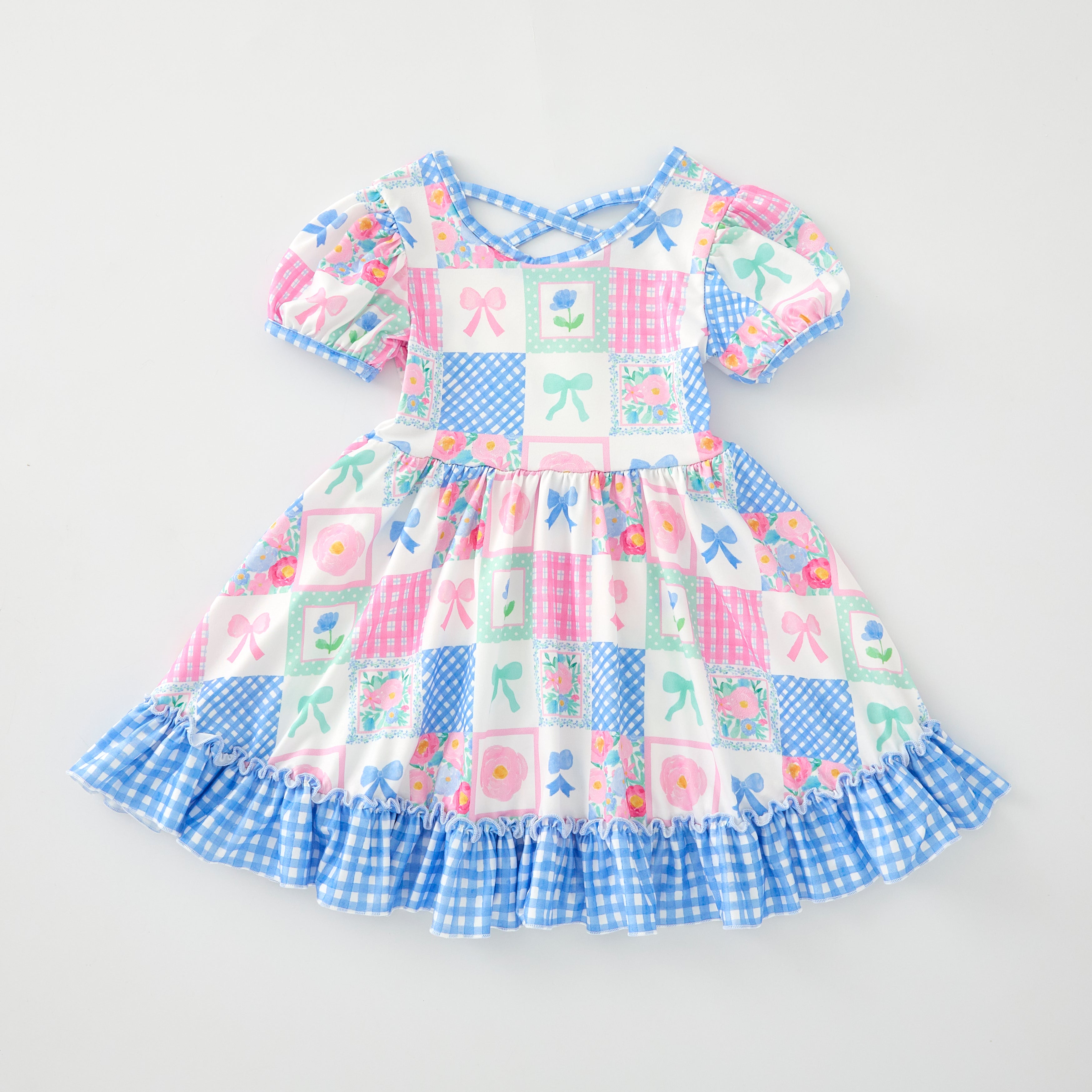 (Pre Order)Girls Spring and Summer Fruit&Bow Print Dress