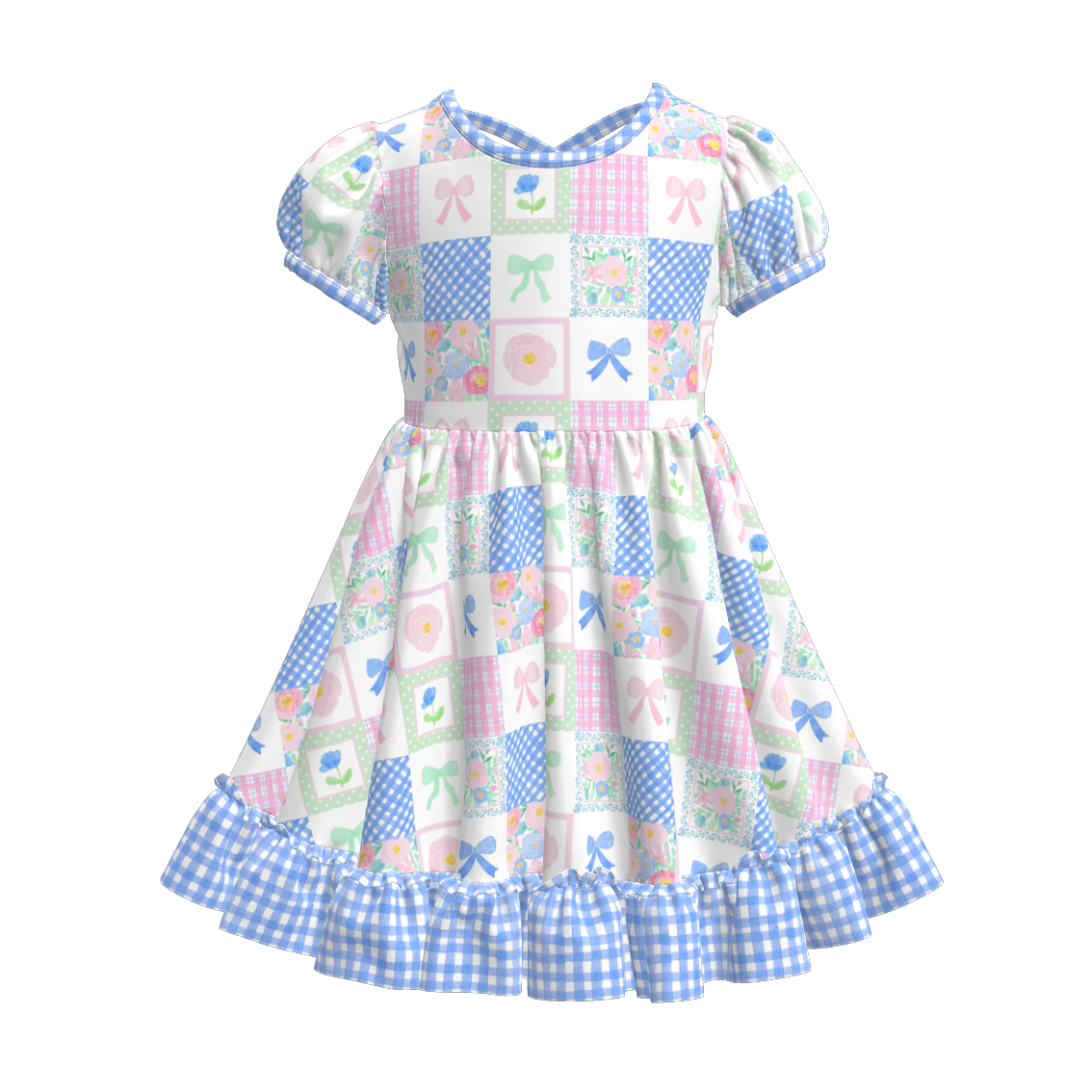 (Pre Order)Girls Spring and Summer Fruit&Bow Print Dress