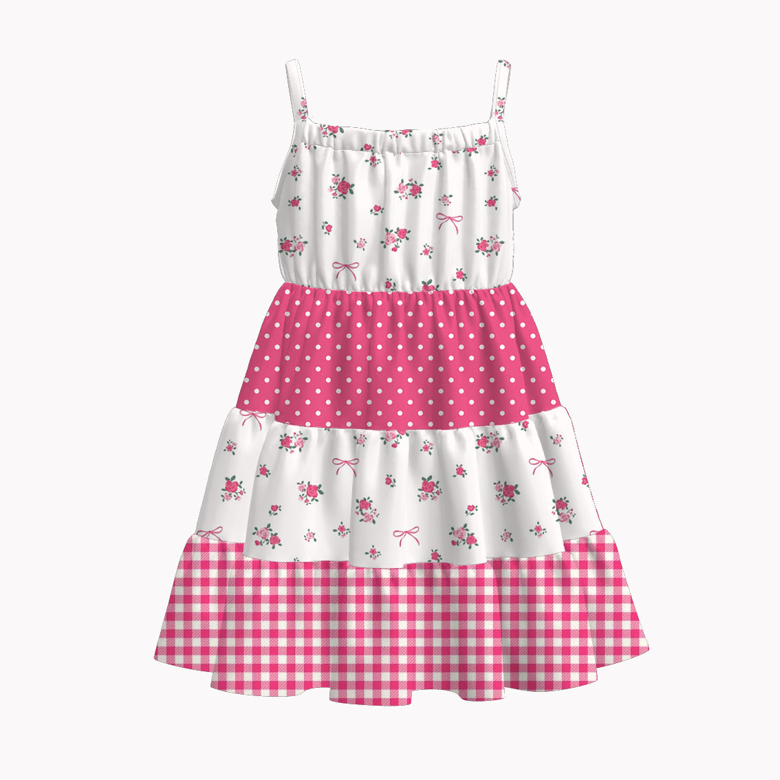 (Pre Order)Girls Spring and Summer Floral Print Slip Dress