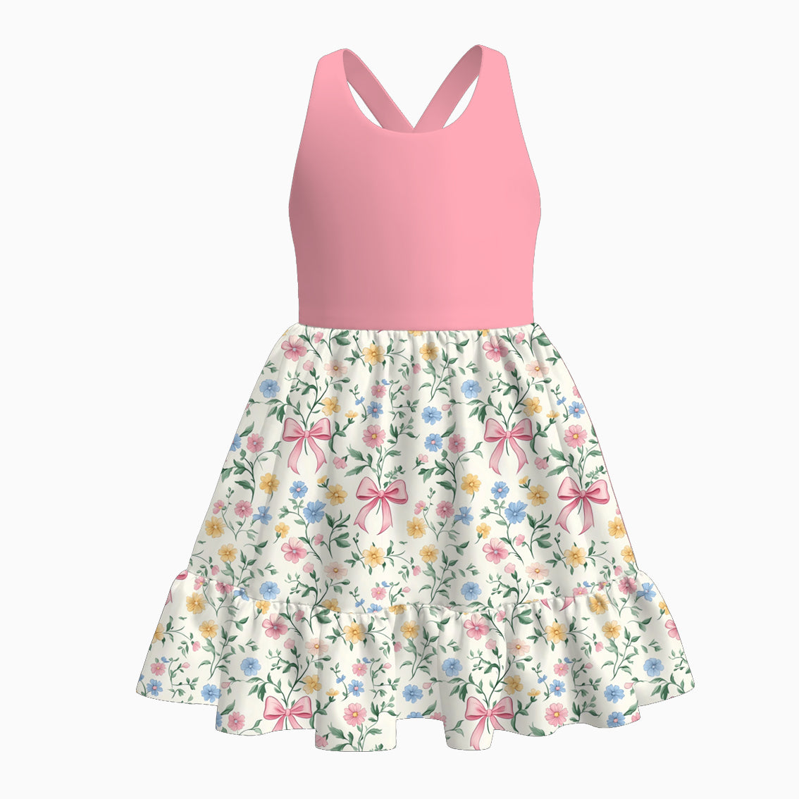 (Pre Order)Sisters Spring and Summer Bow Print Dress,Romper and Set