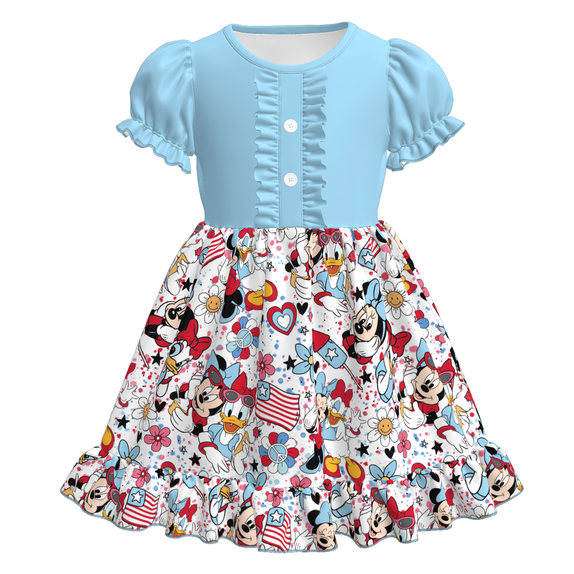 (Pre Order)Girls Patriotic Print Dress