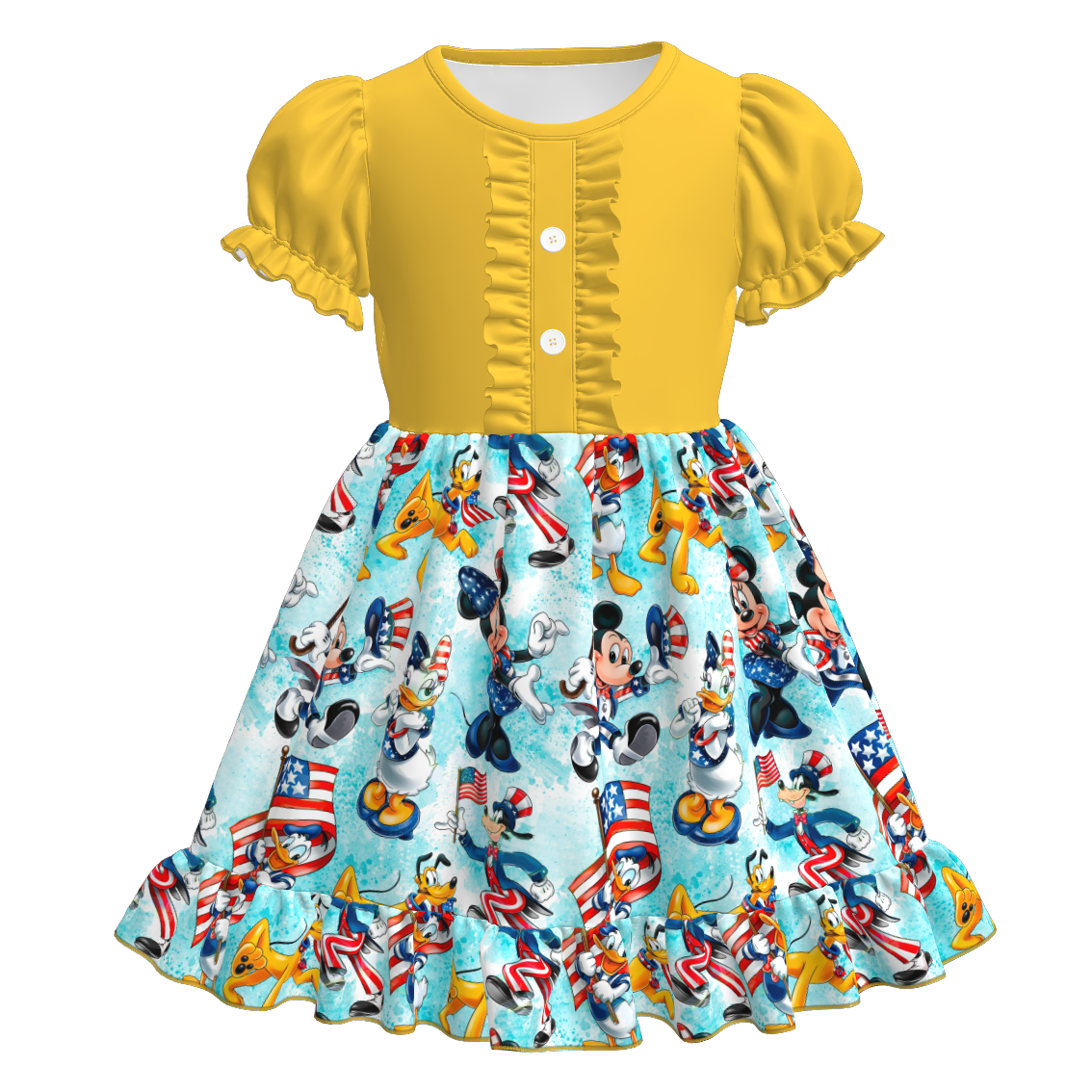 (Pre Order)Girls Patriotic Print Dress