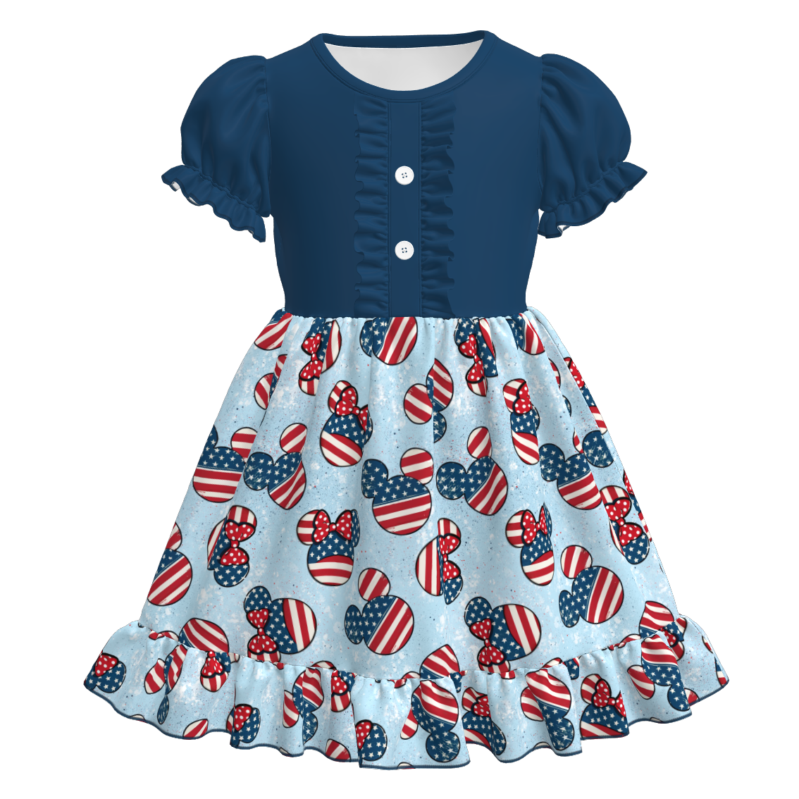 (Pre Order)Girls Patriotic Print Dress
