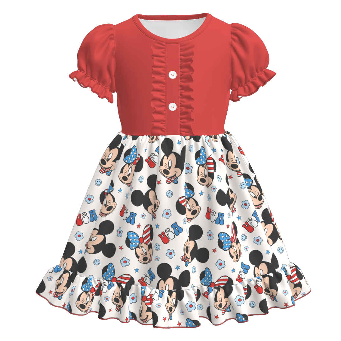 (Pre Order)Girls Patriotic Print Dress