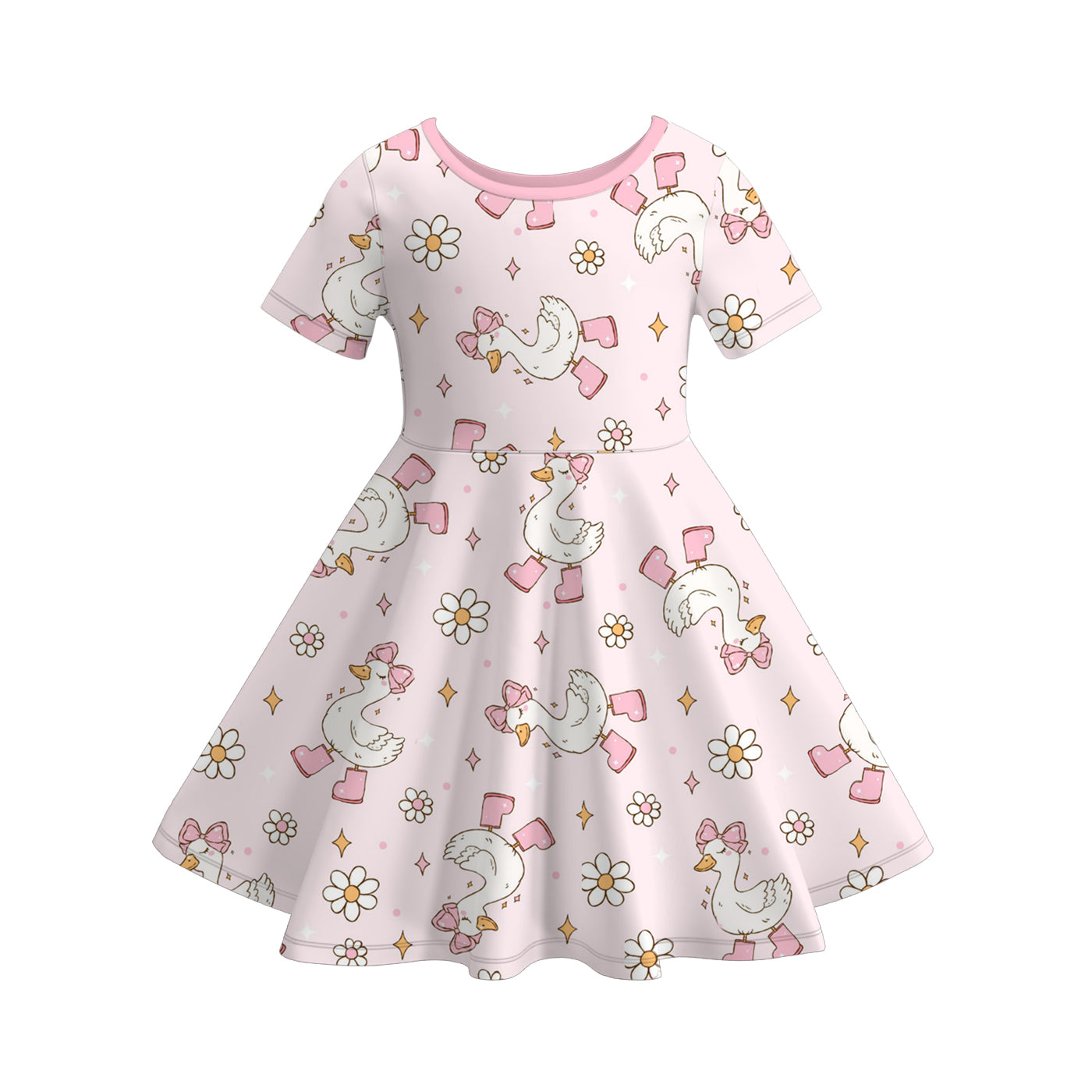 (Pre Order)Girls Spring and Summer Silly Goose Print Dress&Set