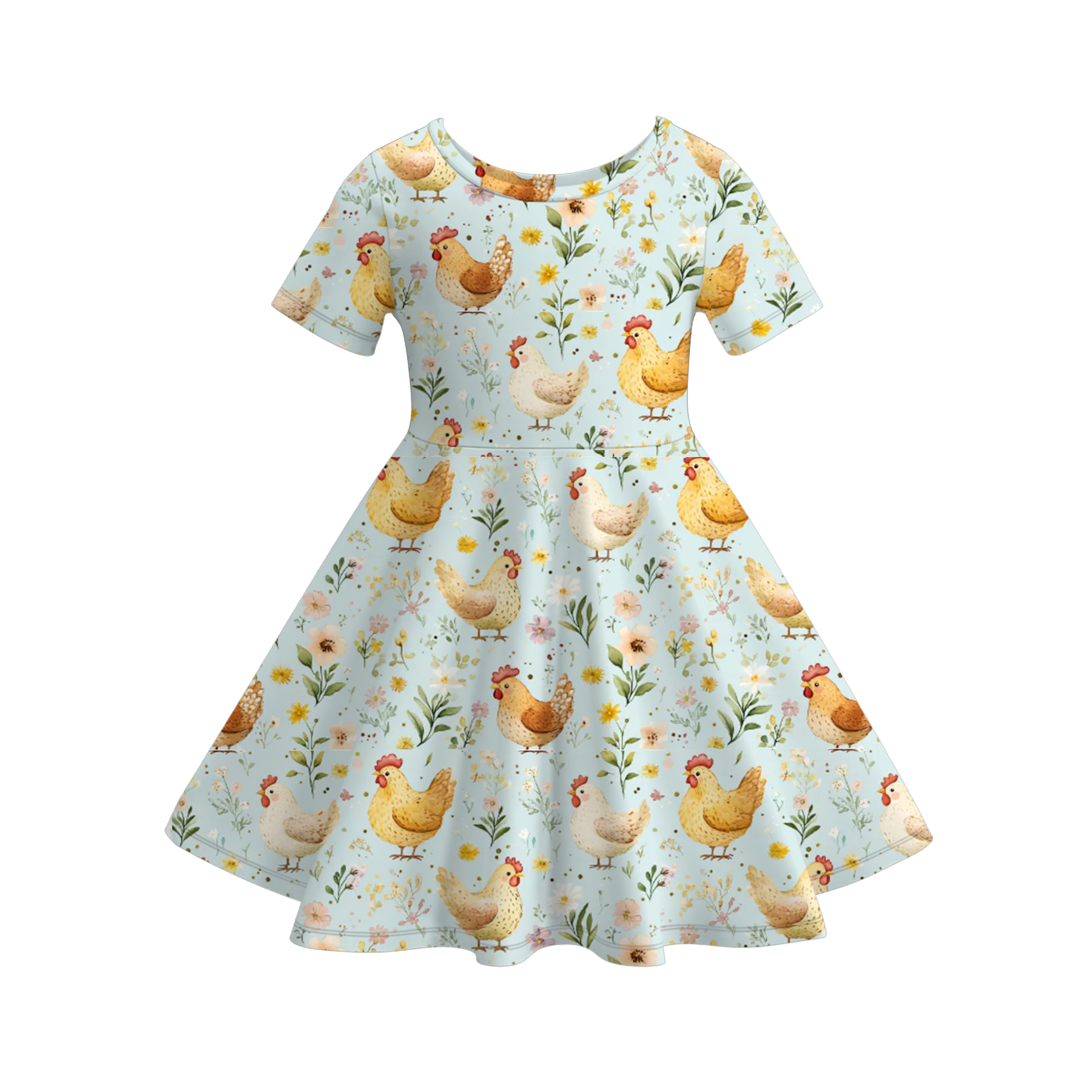 (Pre Order)Girls Spring and Summer Farm Print Dress,Shorts and Jumpsuit
