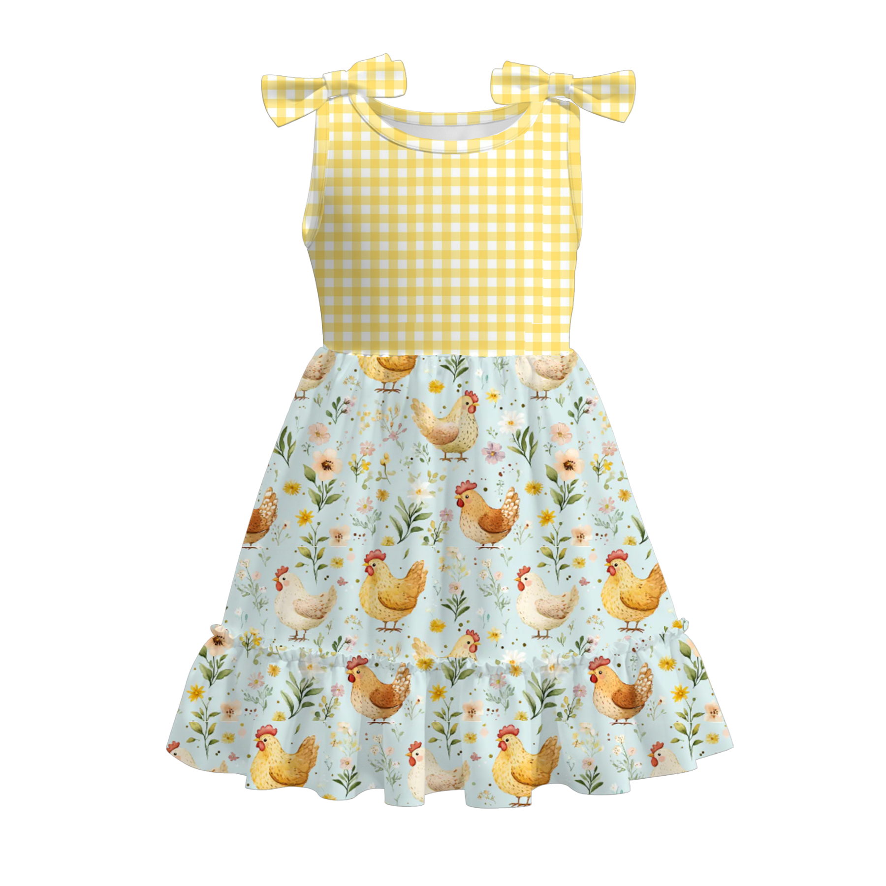 (Pre Order)Girls Spring and Summer Farm Print Dress,Shorts and Jumpsuit