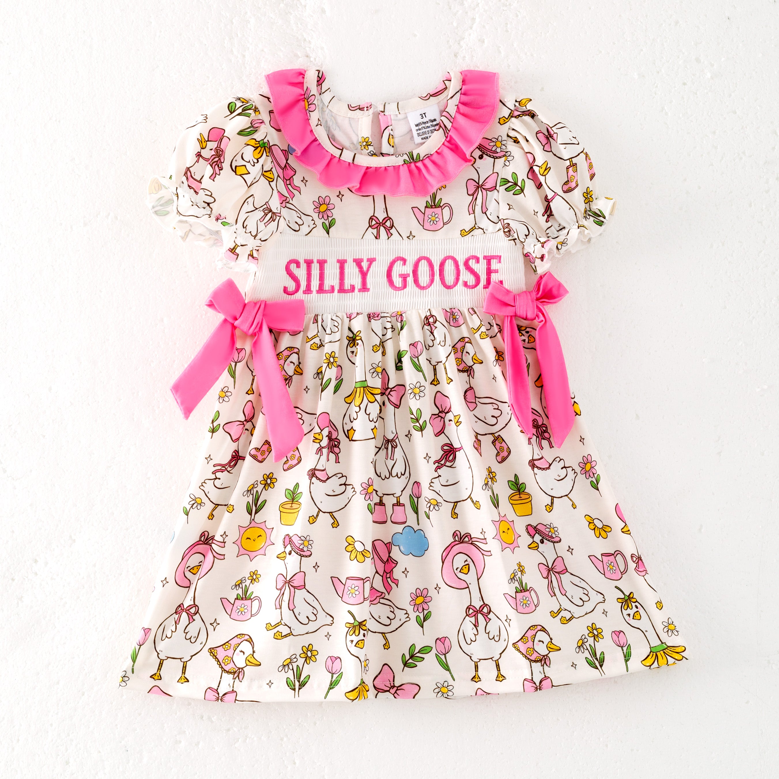 (Pre Order)Sisters Spring and Summer Silly Goose Embroidery Smocked Dress&Romper