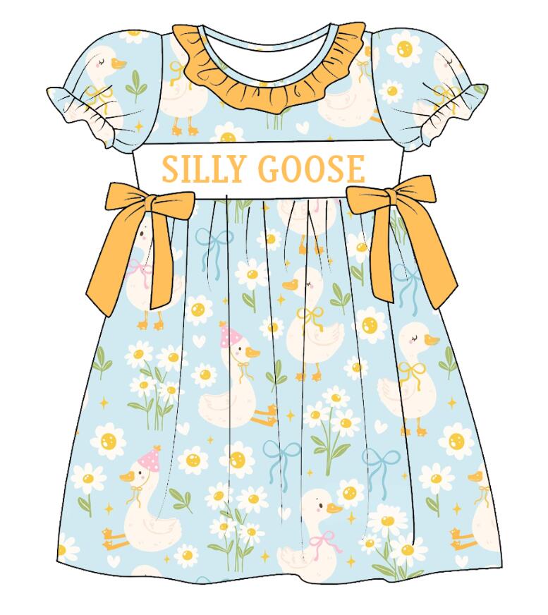(Pre Order)Sisters Spring and Summer Silly Goose Embroidery Smocked Dress&Romper