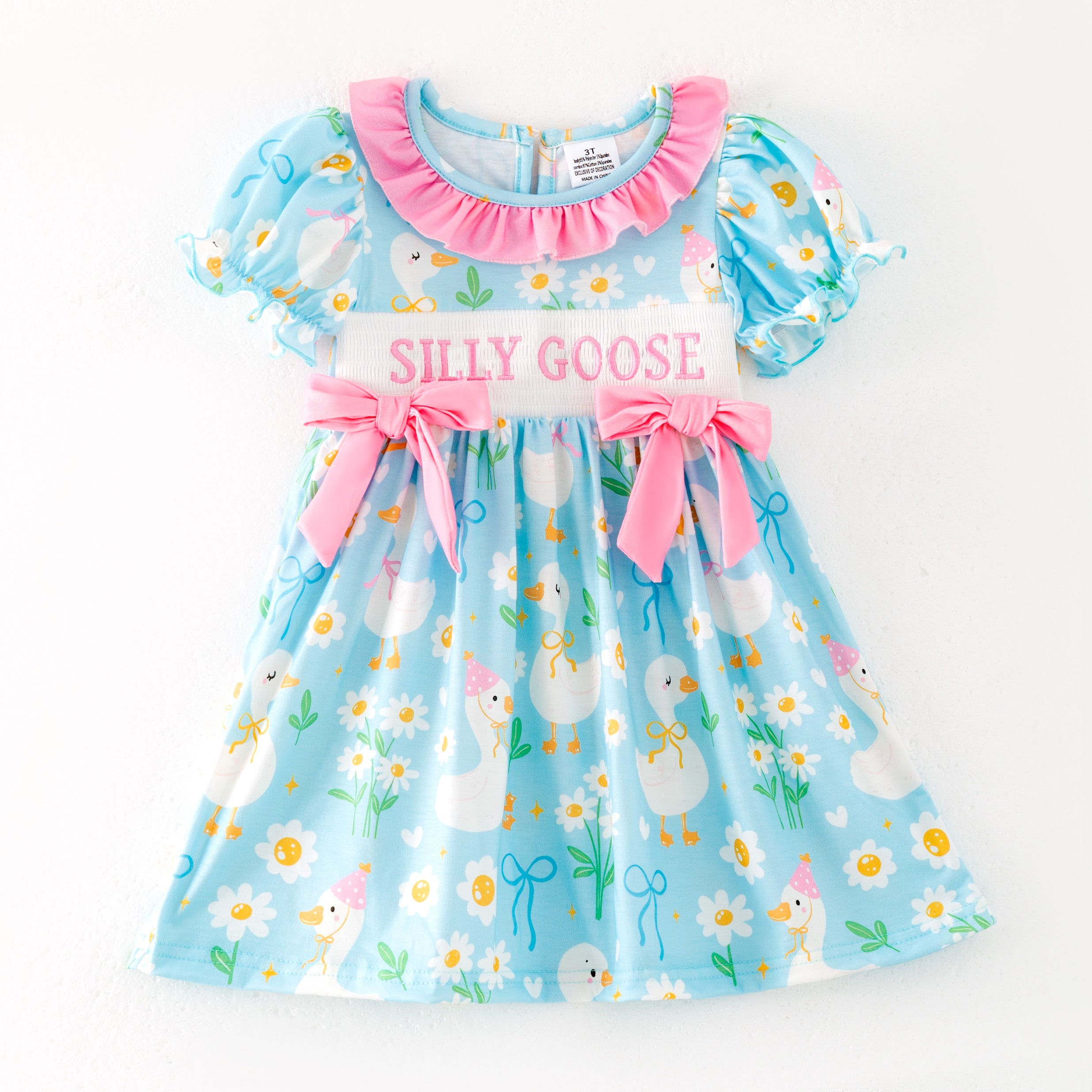 (Pre Order)Sisters Spring and Summer Silly Goose Embroidery Smocked Dress&Romper