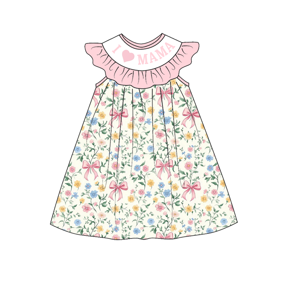 (Pre Order)Mommy and Me I♥MAMA,I♥DAD Embroidery Smocked Dress,Romper