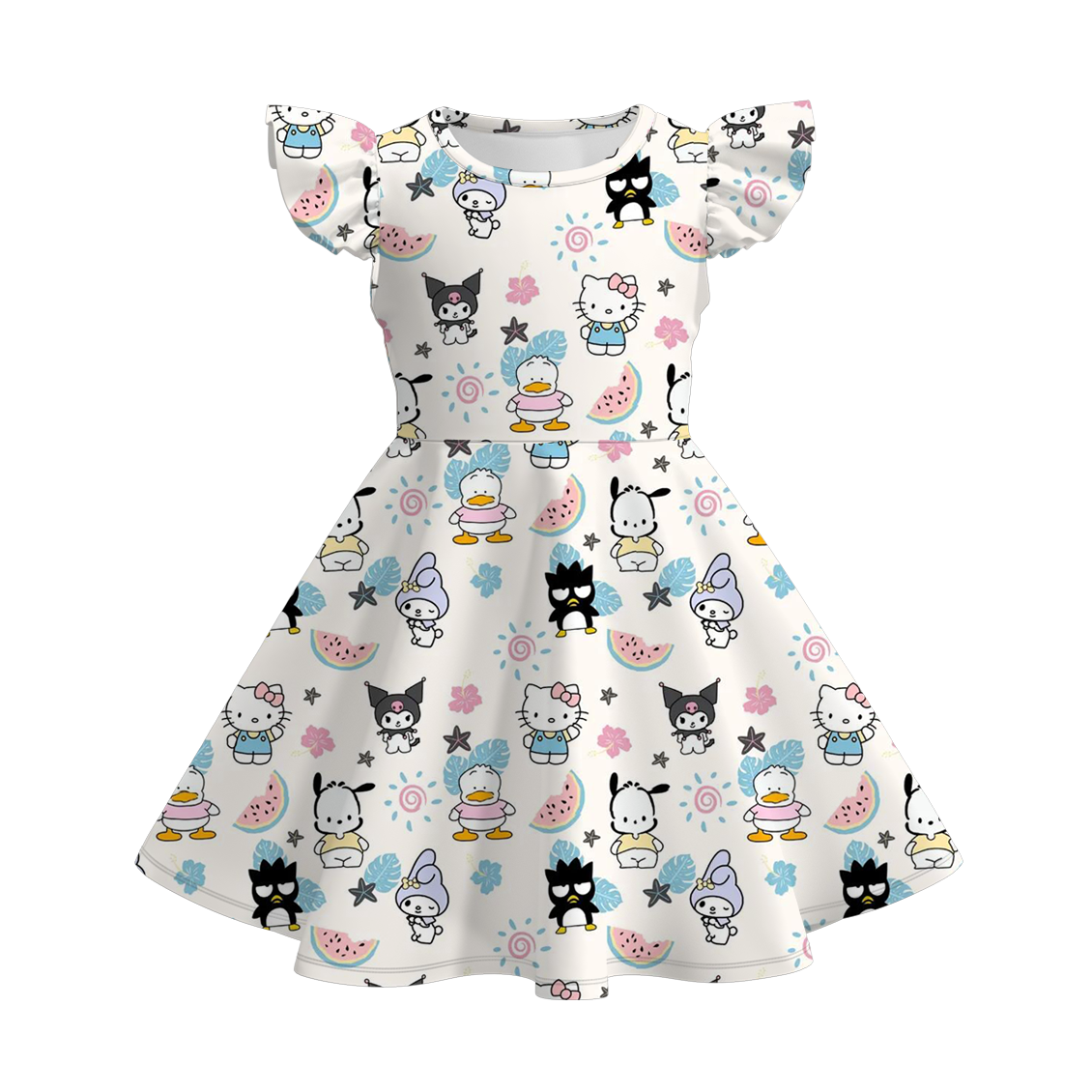 (Pre Order)Girls Spring and Summer Cartoon Print Dress