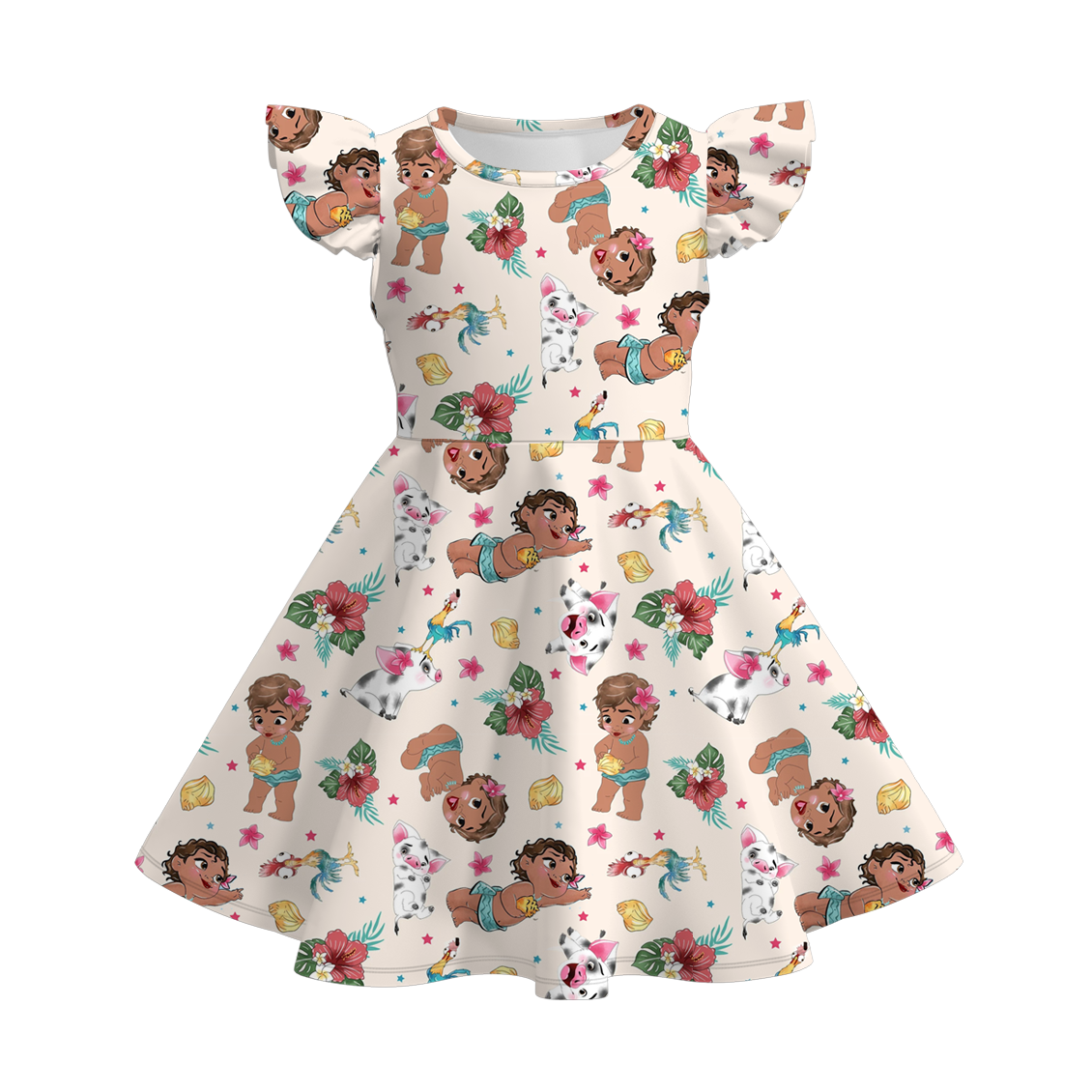 (Pre Order)Girls Spring and Summer Cartoon Print Dress