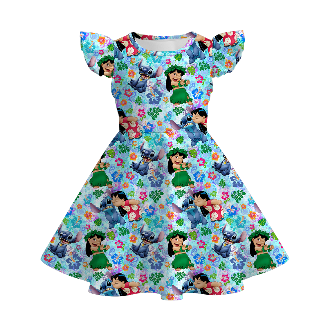 (Pre Order)Girls Spring and Summer Cartoon Print Dress