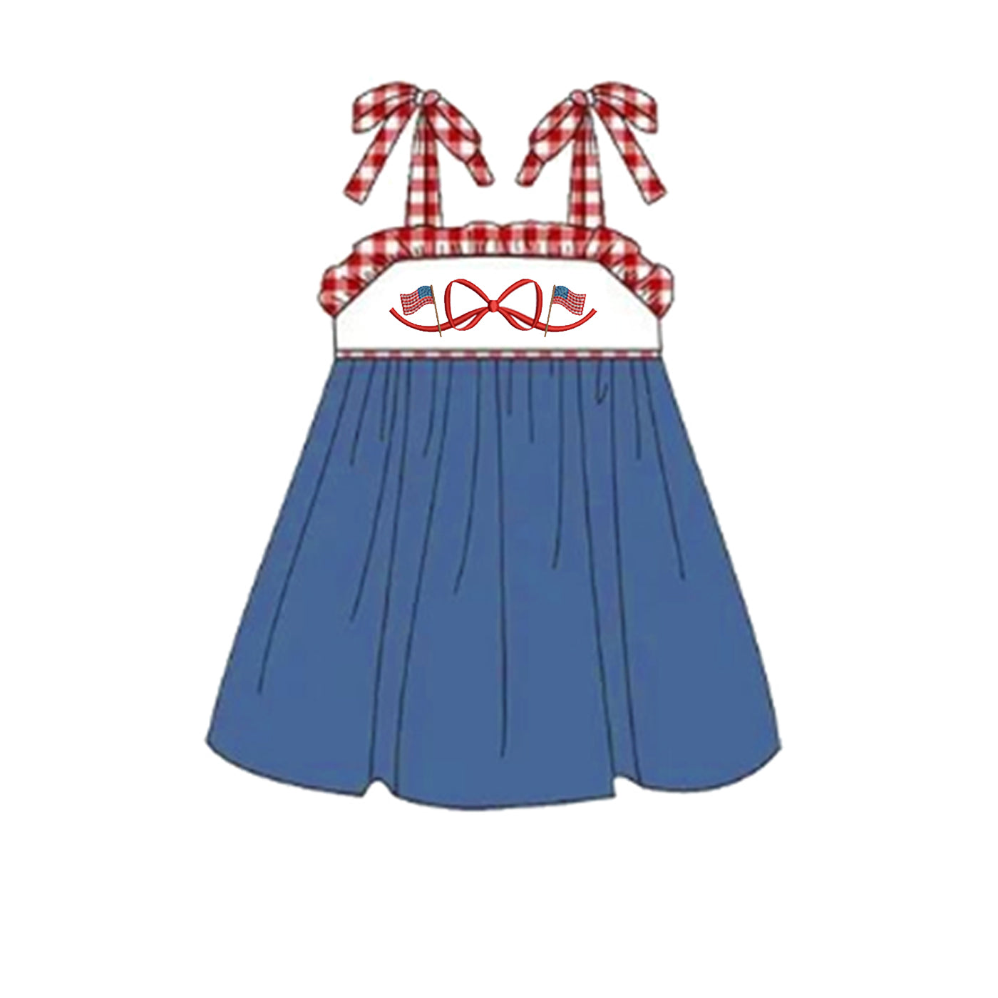 (Pre Order)Siblings Patriotic Embroidery Dress,Romper&Set