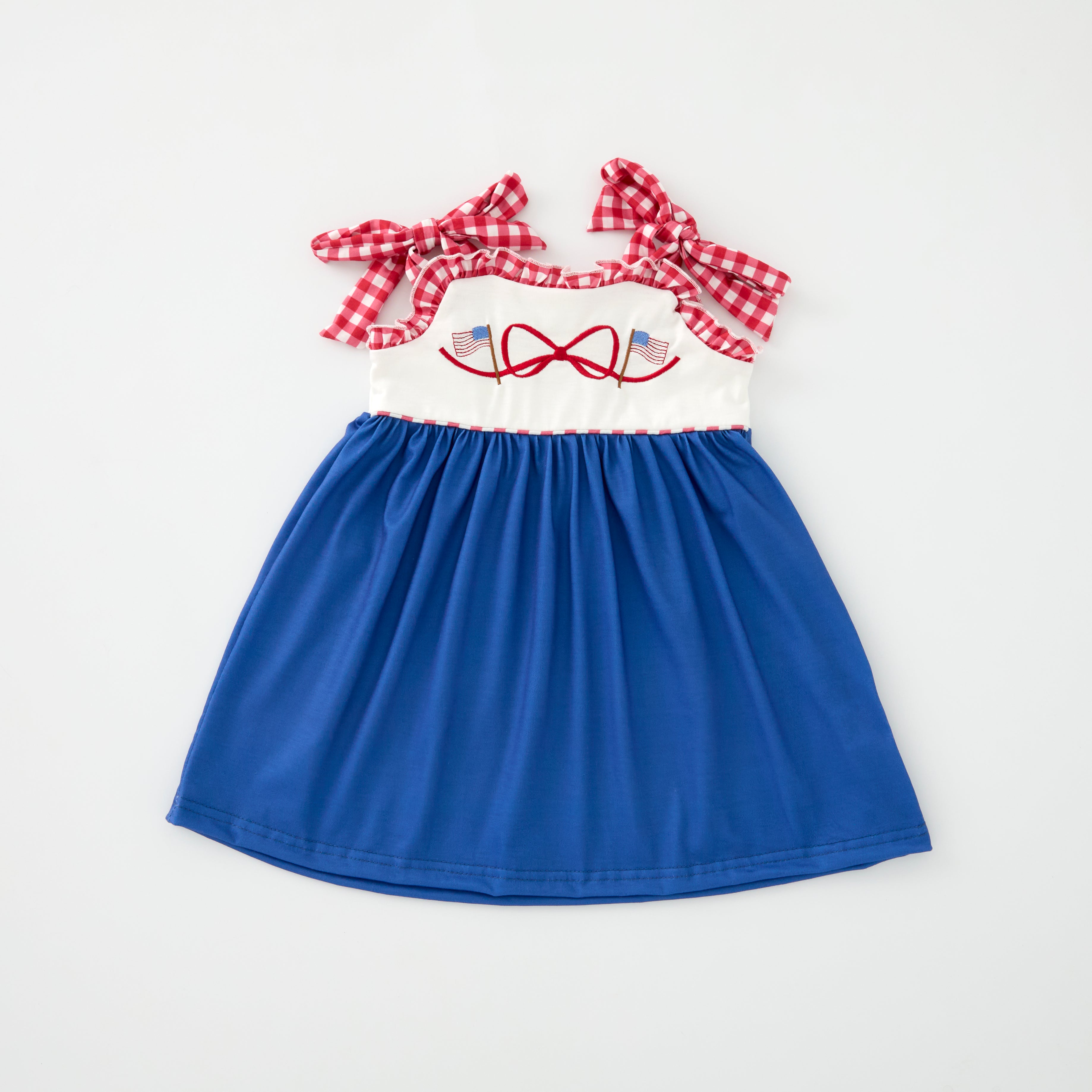 (Pre Order)Siblings Patriotic Embroidery Dress,Romper&Set