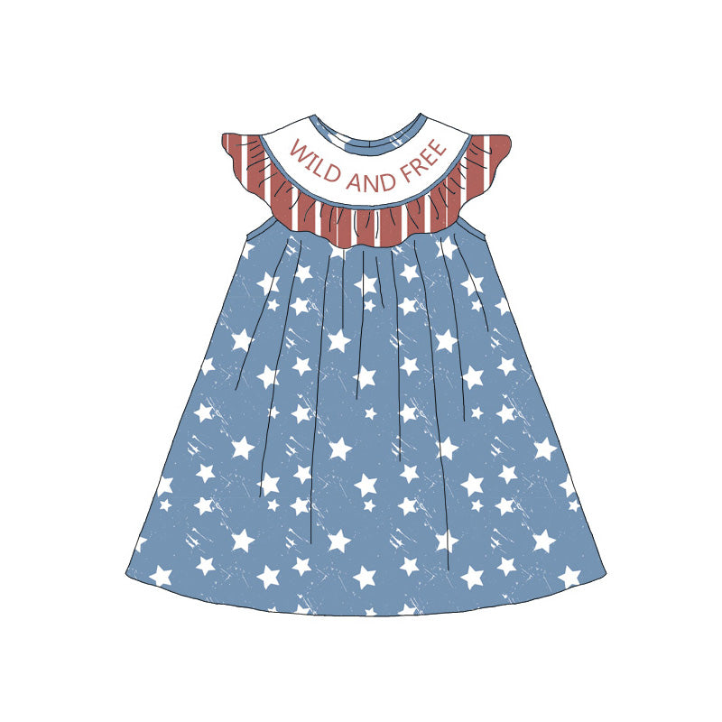 (Pre Order)Sisters Patriotic Embroidery Smocked Dress&Romper