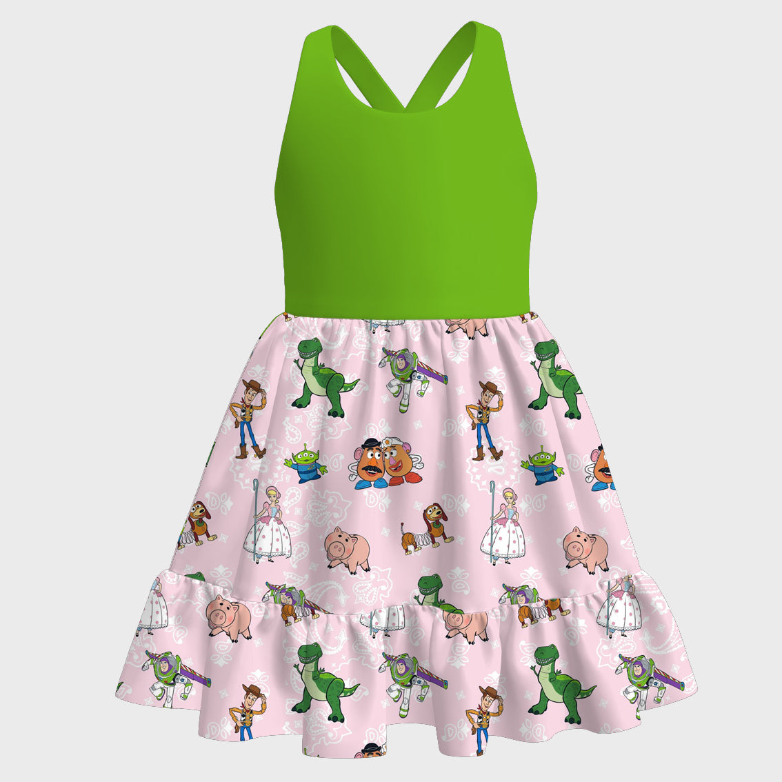 (Pre Order)Girls Spring and Summer Cartoon Print Dress