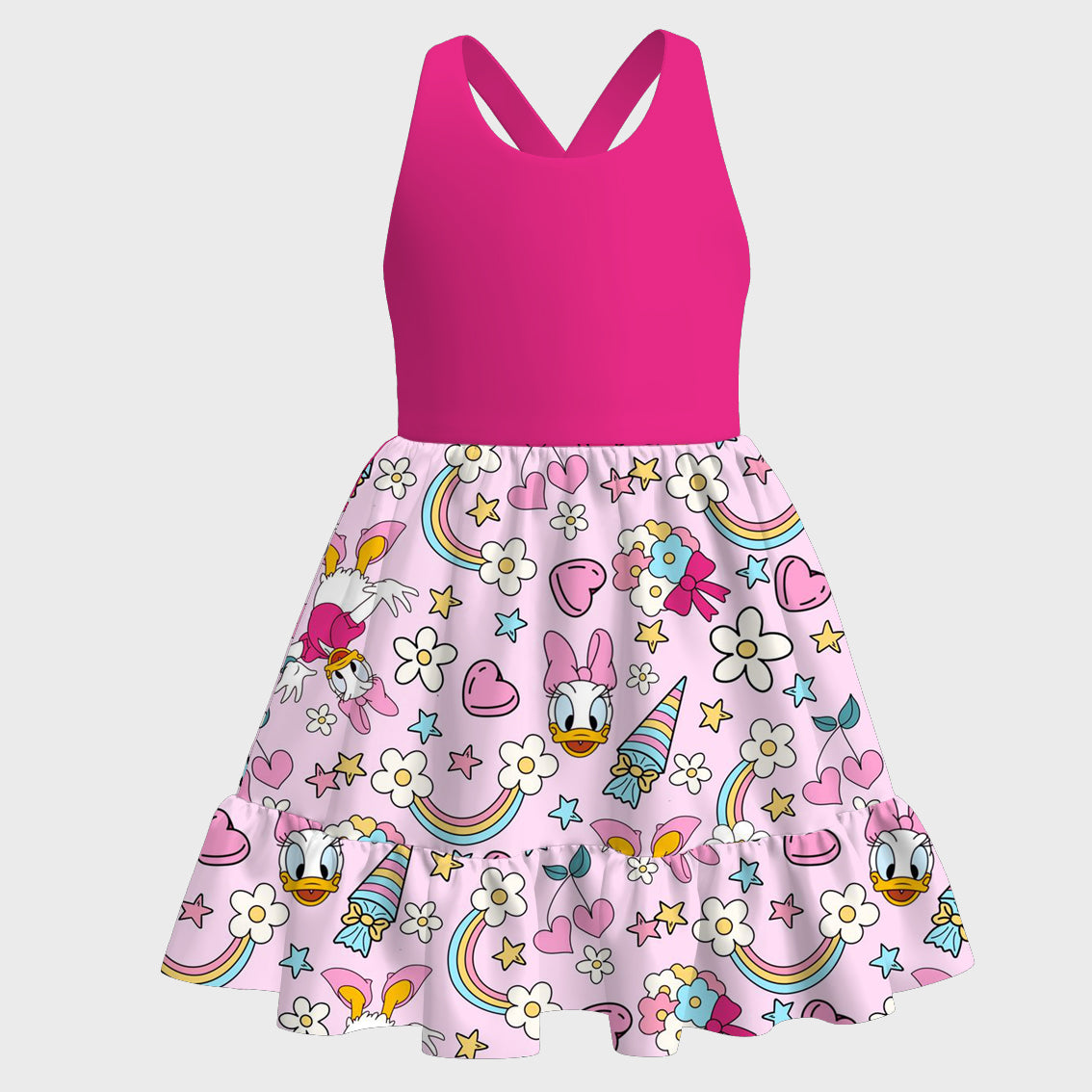 (Pre Order)Girls Spring and Summer Cartoon Print Dress