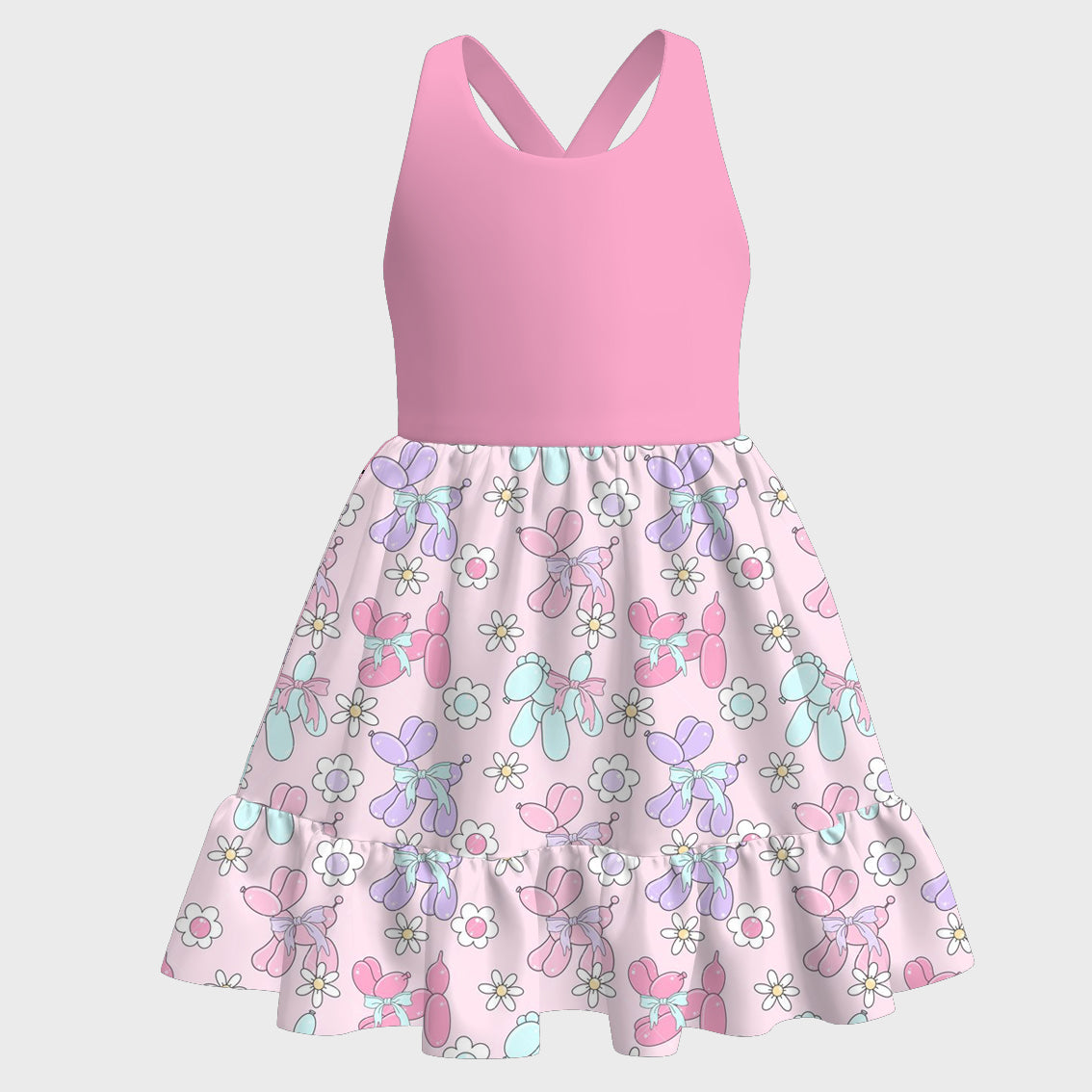 (Pre Order)Girls Spring and Summer Cartoon Print Dress