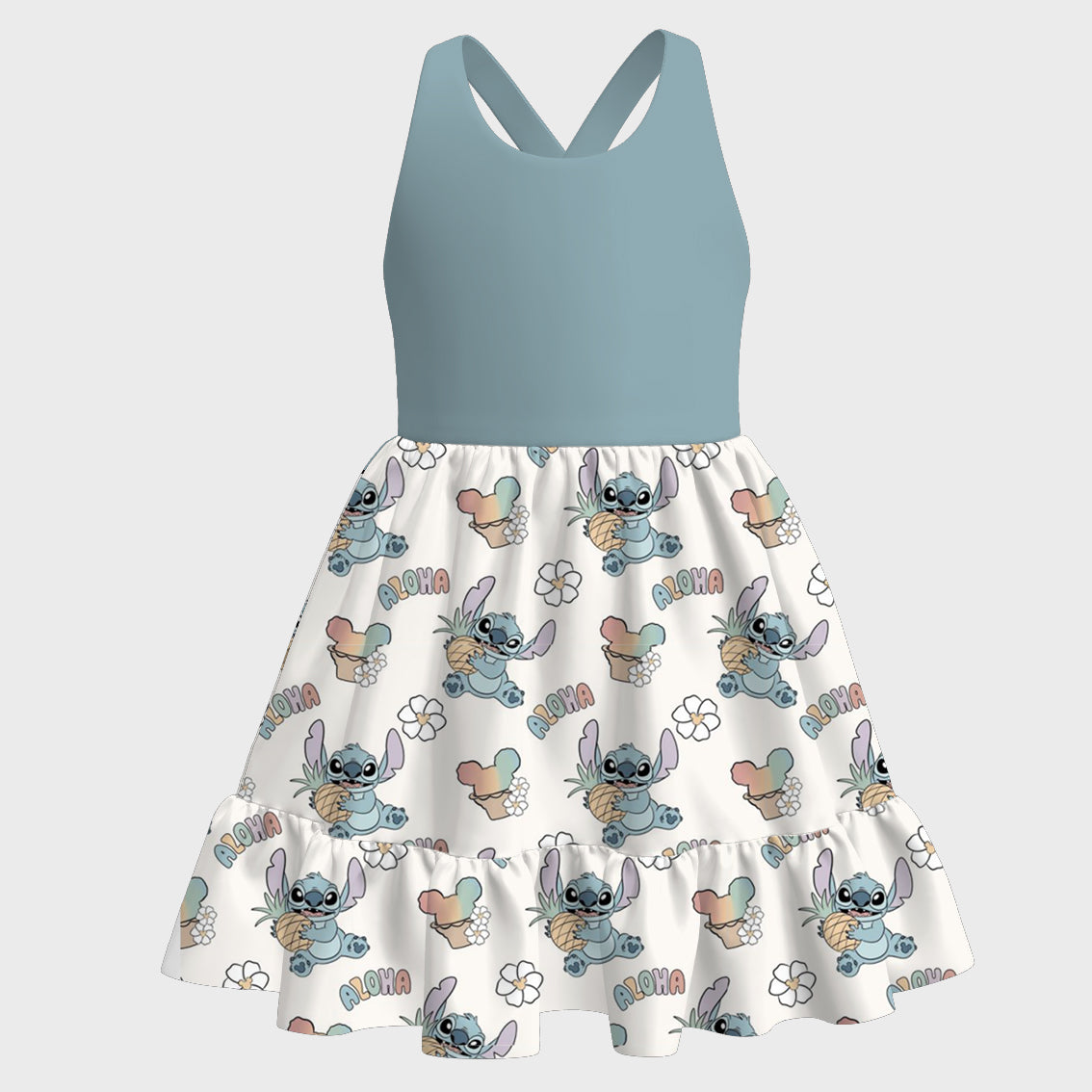 (Pre Order)Girls Spring and Summer Cartoon Print Dress