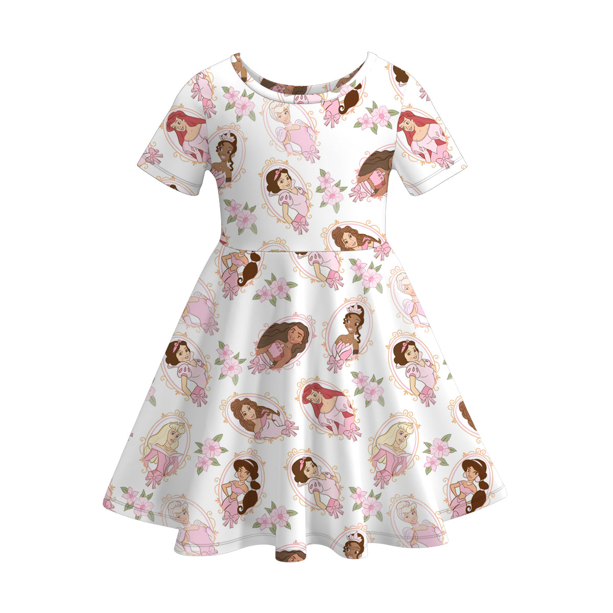 (Pre Order)Girls Spring and Summer Cartoon&Princess Print Dress