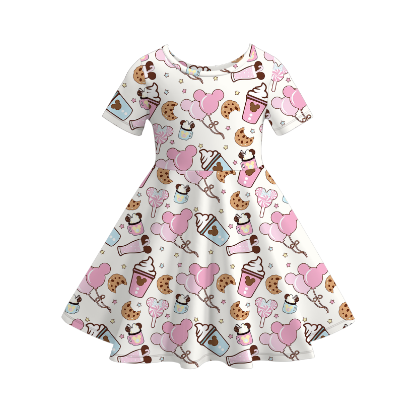 (Pre Order)Girls Spring and Summer Cartoon&Bow Print Dress