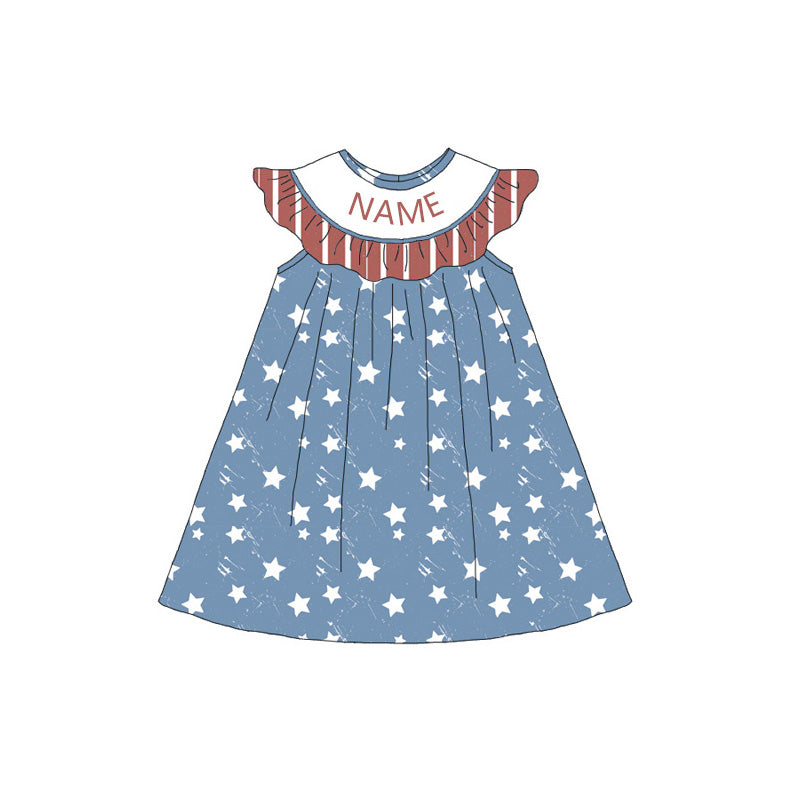 (Pre Order)Sisters Patriotic Embroidery Smocked Dress&Romper