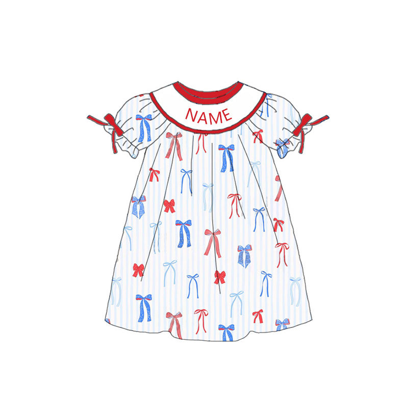 (Pre Order)Sisters Patriotic Embroidery Smocked Dress&Romper