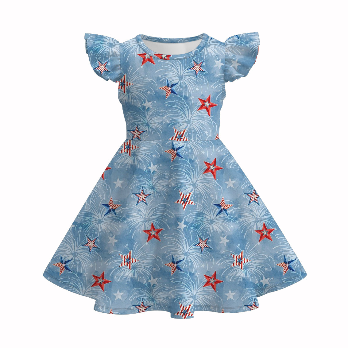 (Pre Order)Girls Patriotic Print Dress