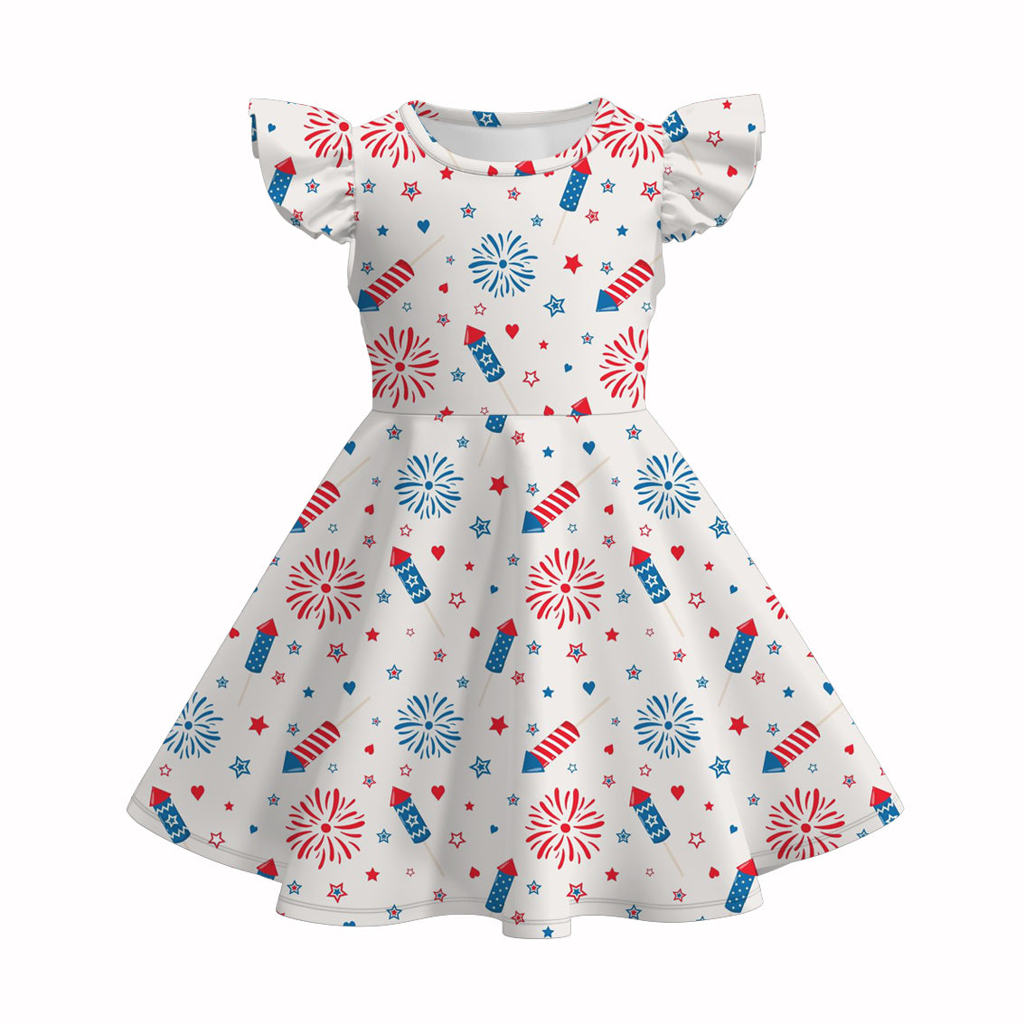(Pre Order)Girls Patriotic Print Dress