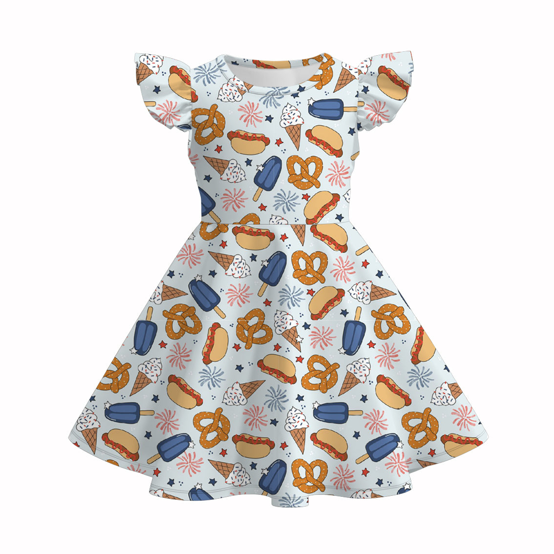 (Pre Order)Girls Patriotic Print Dress