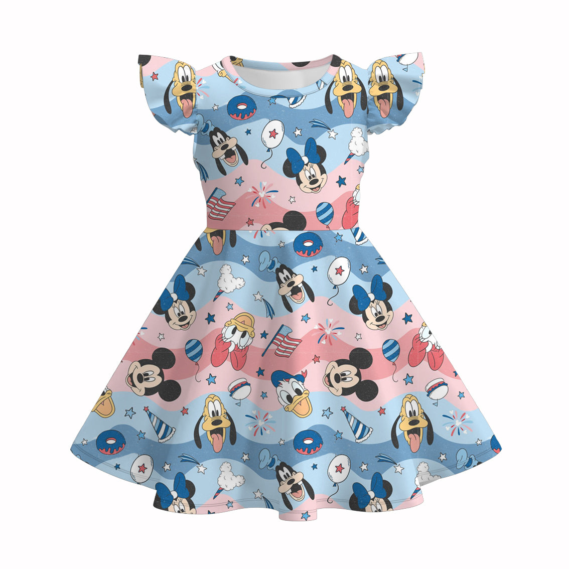 (Pre Order)Girls Patriotic Print Dress