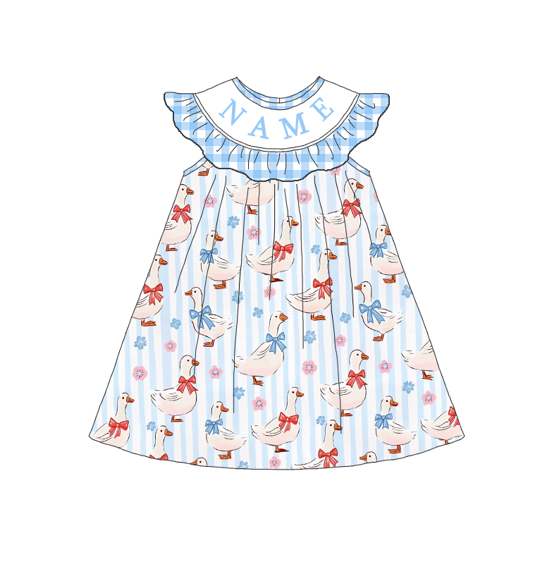 (Pre Order)Sisters Spring and Summer Silly Goose Embroidery Smocked Dress&Romper