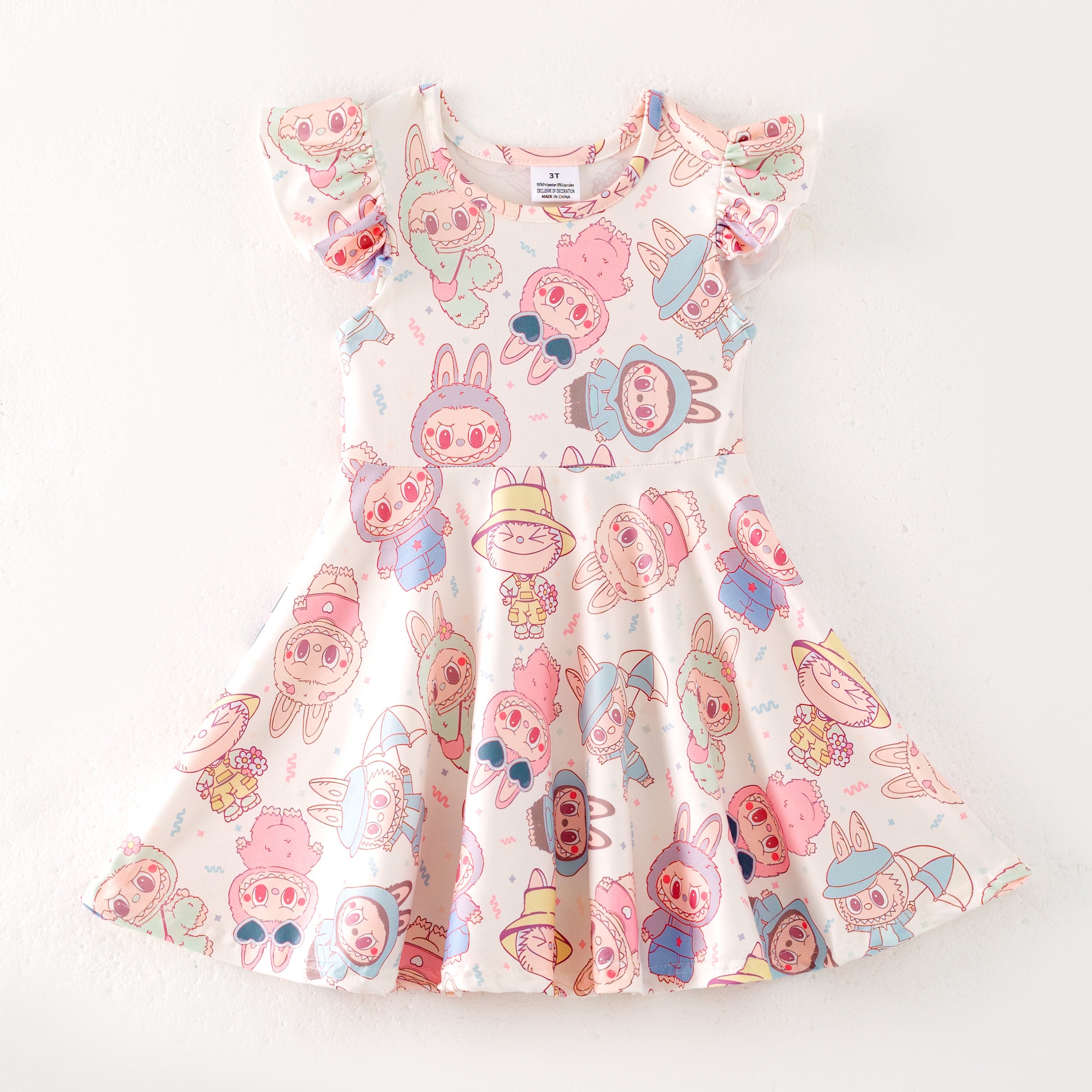 (Pre Order)Girls Spring and Summer Cartoon Print Dress