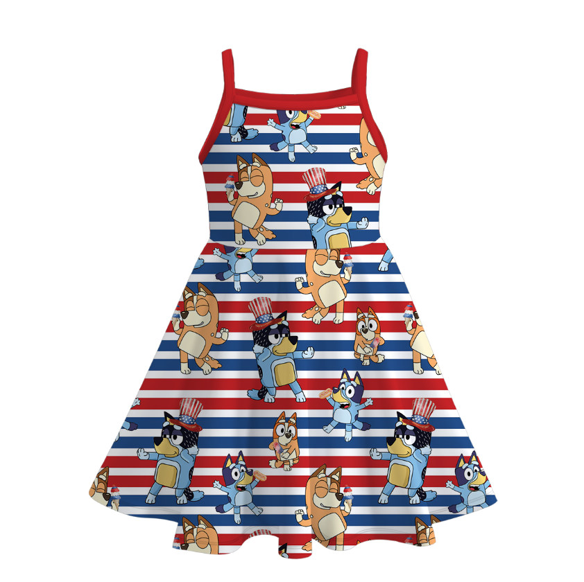 (Pre Order)Girls Patriotic Print Slip Dress