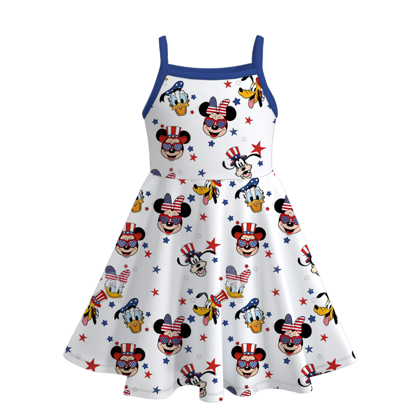 (Pre Order)Girls Patriotic Print Slip Dress