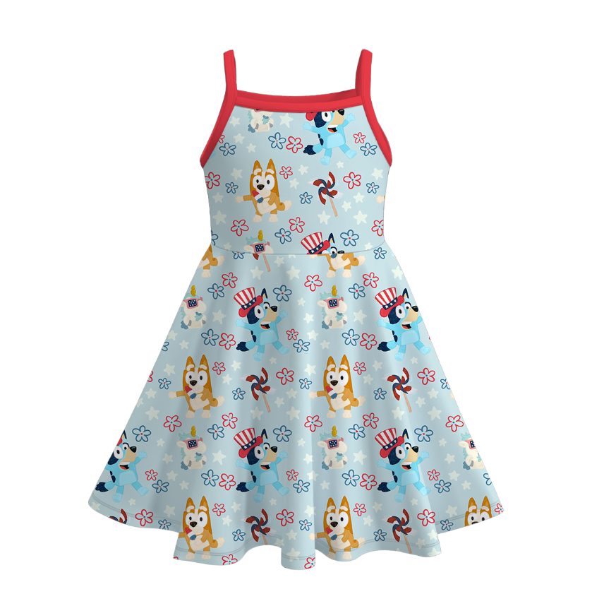 (Pre Order)Girls Patriotic Print Slip Dress