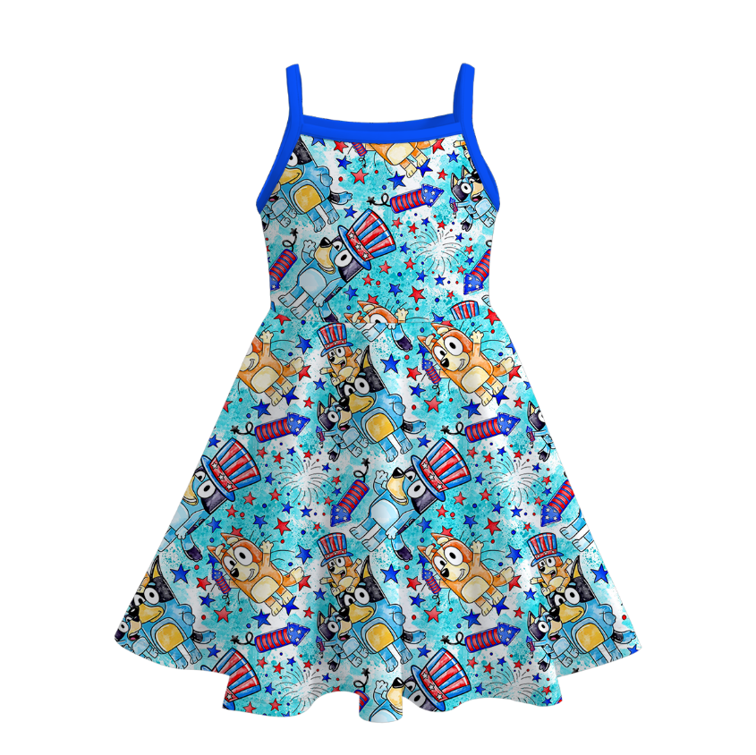 (Pre Order)Girls Patriotic Print Slip Dress