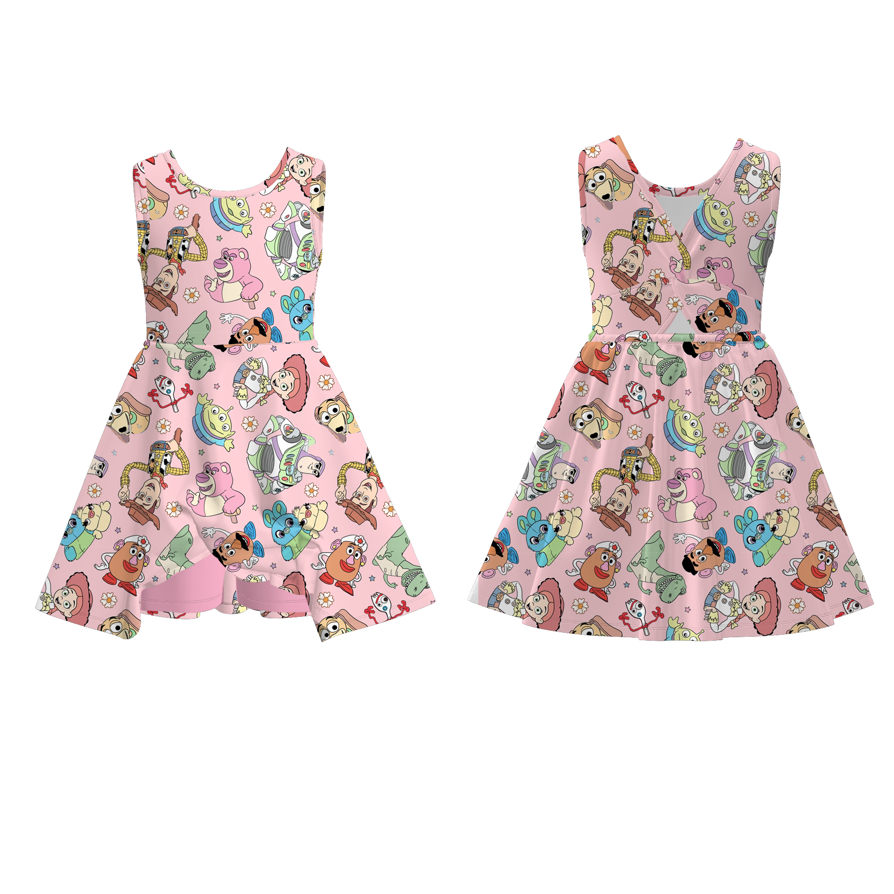 (Pre Order)Girls Spring and Summer Cartoon Print Skort Dress