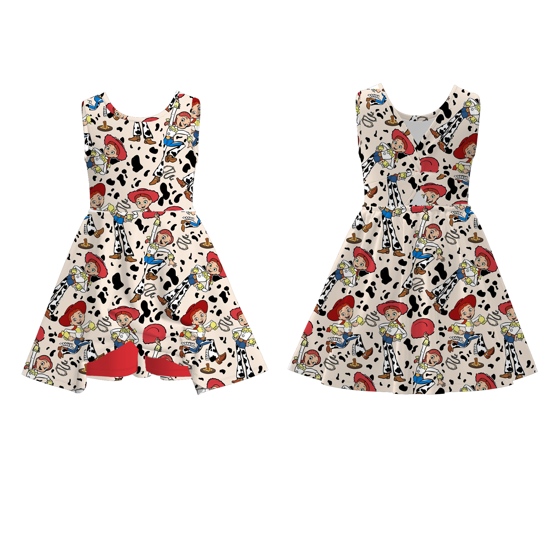 (Pre Order)Girls Spring and Summer Cartoon Print Skort Dress