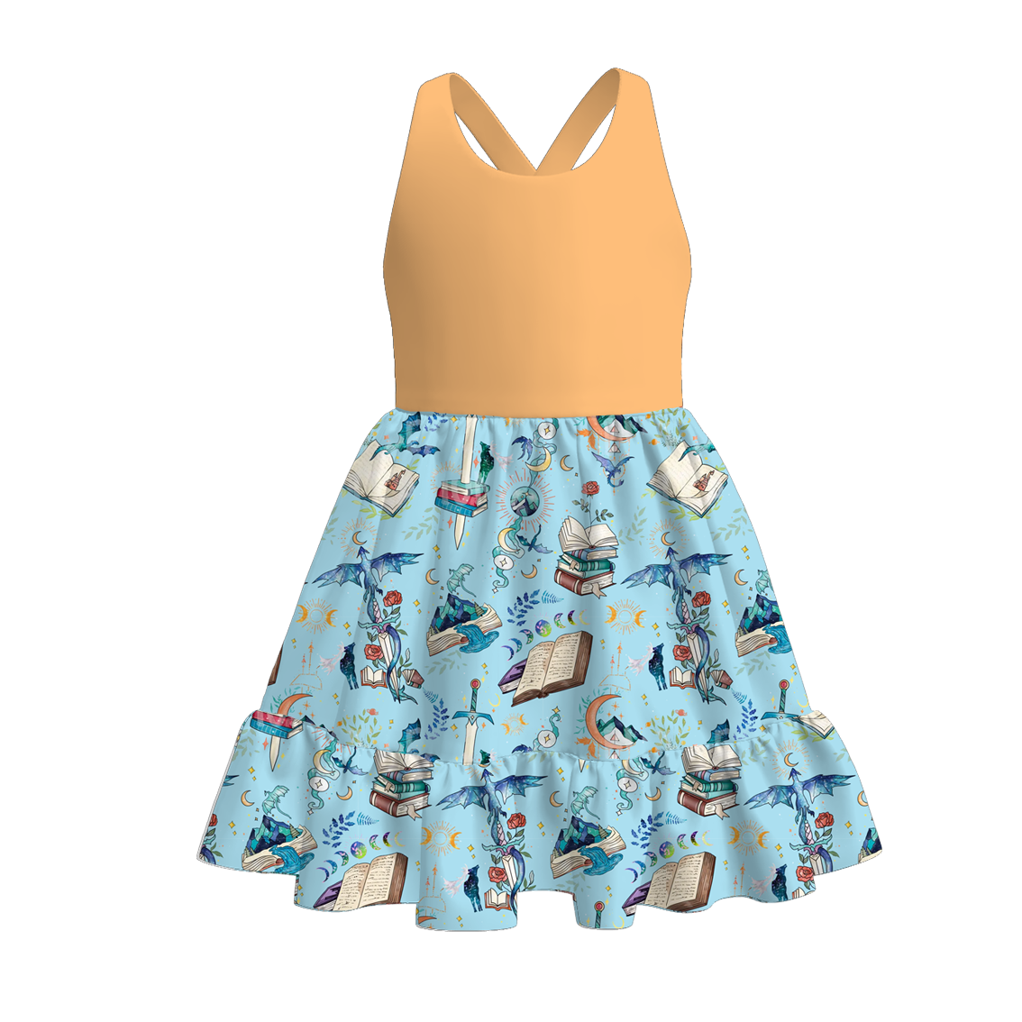 (Pre Order)Girls Spring and Summer Movie Character Print Dress
