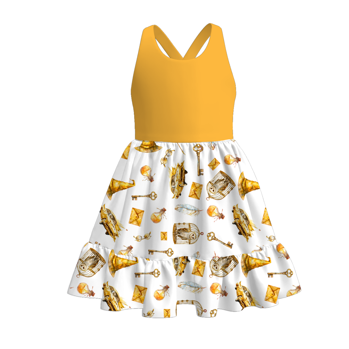 (Pre Order)Girls Spring and Summer Movie Character Print Dress