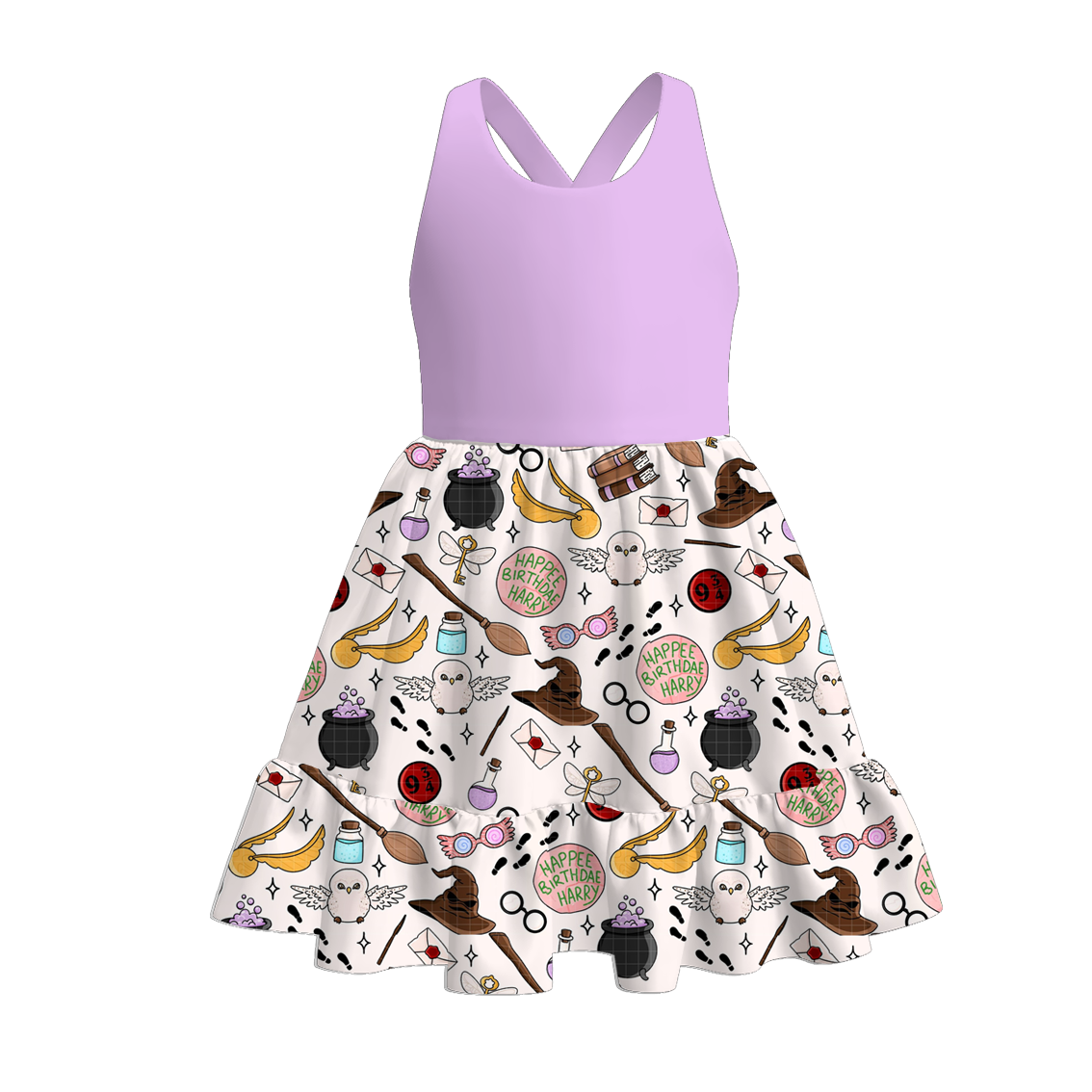 (Pre Order)Girls Spring and Summer Movie Character Print Dress