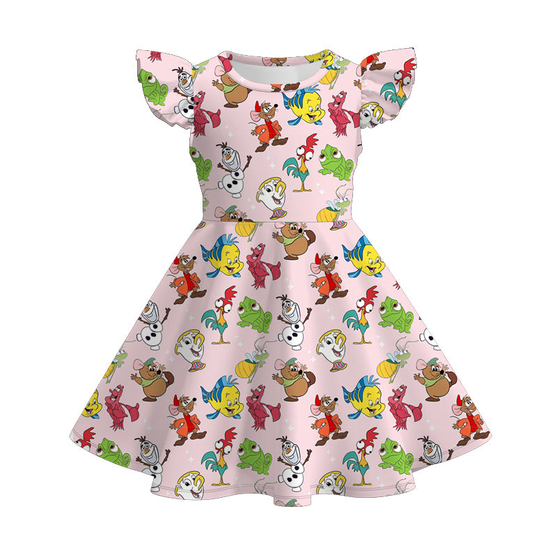 (Pre Order)Girls Spring and Summer Cartoon Print Dress
