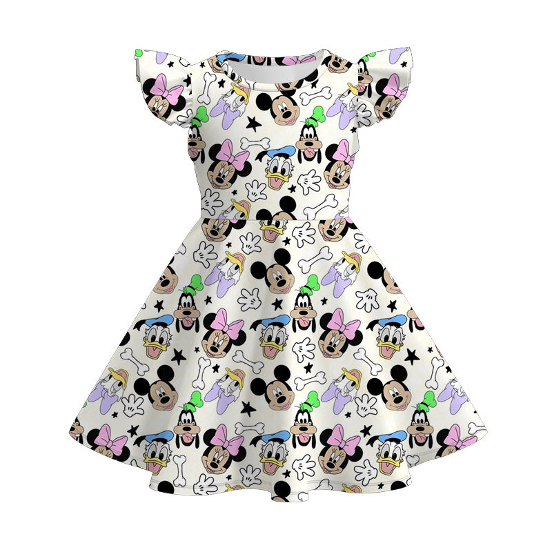 (Pre Order)Girls Spring and Summer Cartoon Print Dress